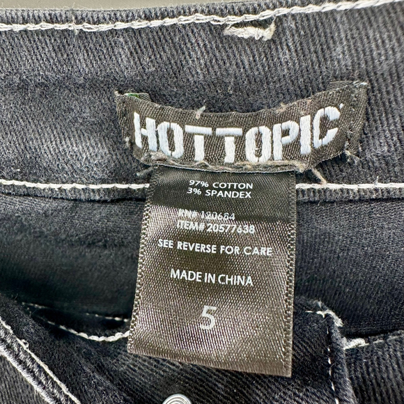 HOT TOPIC Y2K Black Cargo Jeans JR GIRLS TEEN 5 Baggy Punk Goth Steam Grunge LOT - Picture 10 of 11